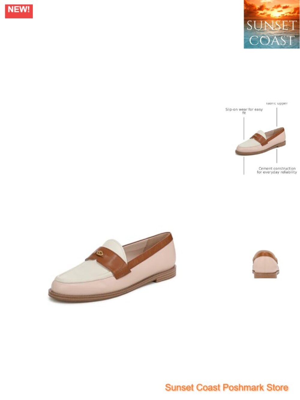 Round Toe Slip-On Leather Loafers for Women, Business Casual Shoes